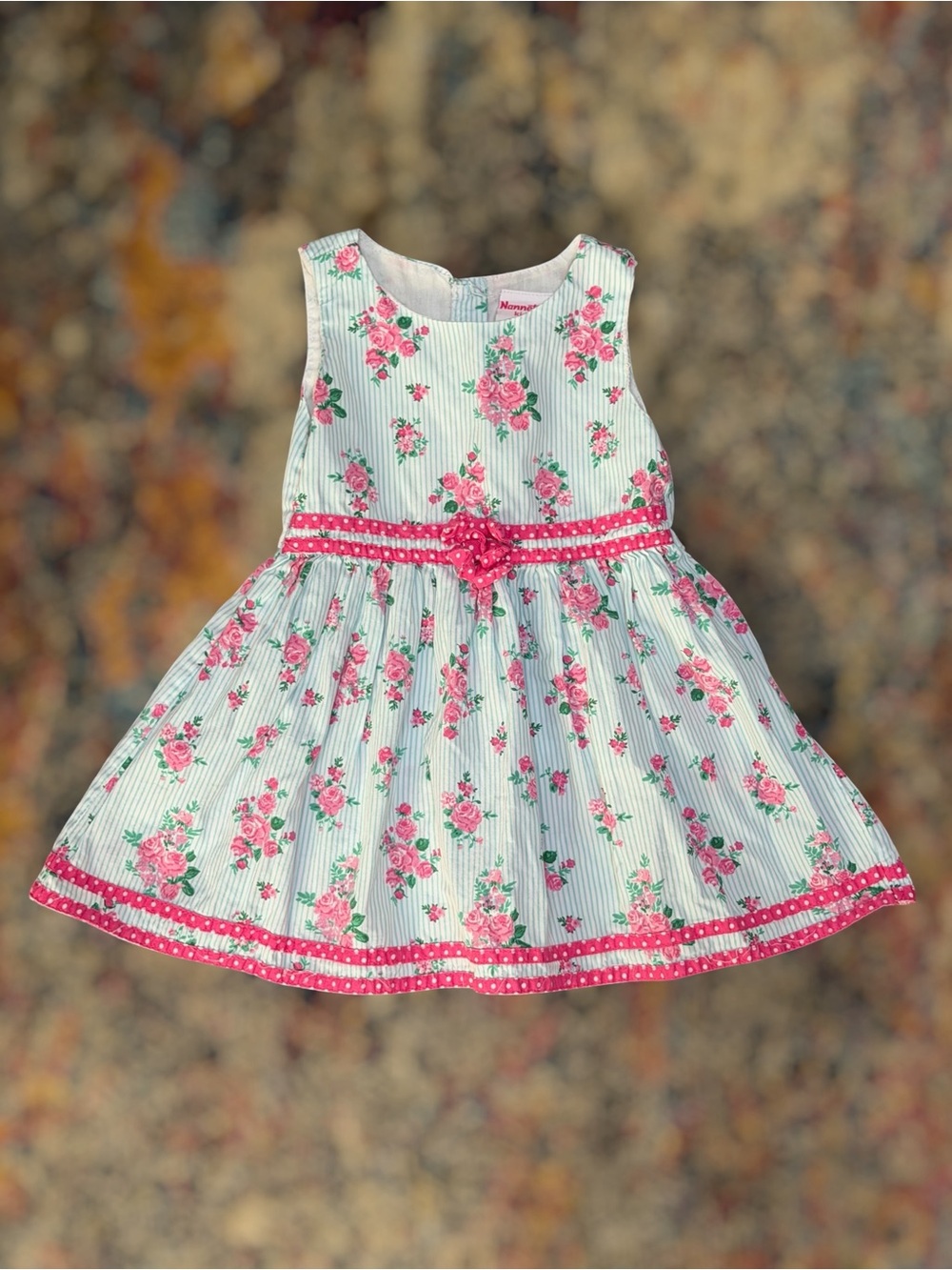 Vintage 90s Y2K Nannette Kids 2T Rose Floral Cottagecore Garden Tea Party Dress